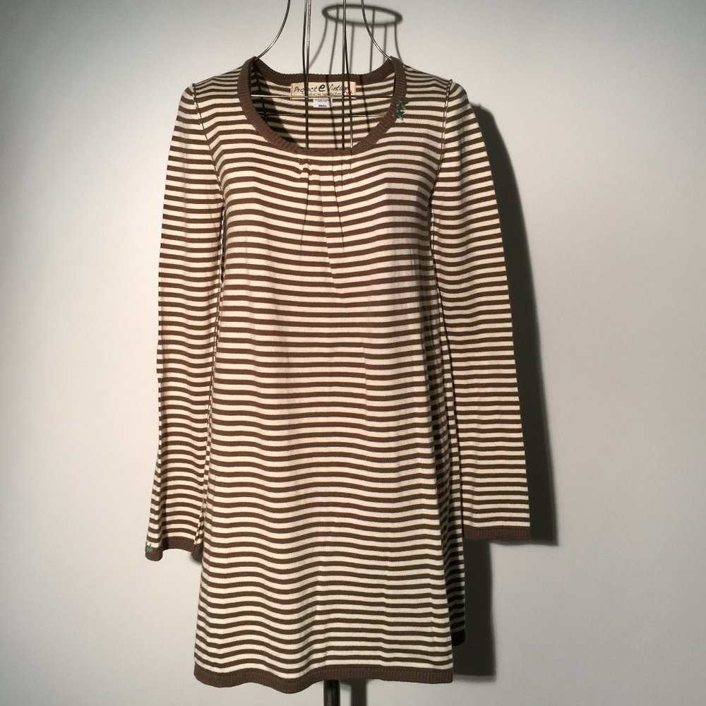 New PROJECT E Brown Stripe Dress NWOT XX stitching XX Comfy Knit